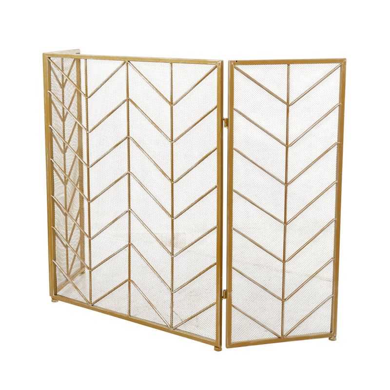 Contemporary Metal Fireplace Screen Brass - Olivia &#38; May, 6 of 19