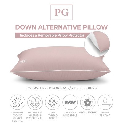 Standard/Queen Pink Down Alternative Pillow with Cotton Protector
