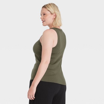 Women's Ribbed Tank Top A New Day™ Olive 3x Target