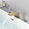 Cobbe Brushed Gold Bathtub Faucet Set with 3.5-Inch Wide Waterfall Spout and Handheld Shower Single Handle 3-Hole Installation - 4 of 4
