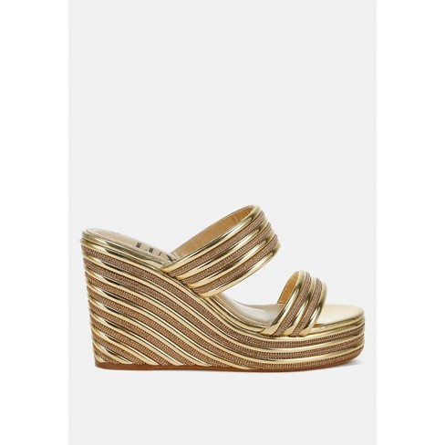 Benched Metallic Faux Leather Wedge Sandals Target