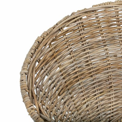 Grey Wash & Dark Steel Geometric Rattan Accent Chair