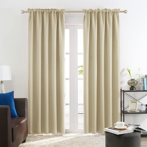 Deconovo Blackout Thermal Rod-Pocket Curtains, OEKO-TEX Certified, 2 Panels（52W） - 1 of 4