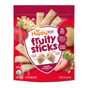 Happy Tot Organics Fruity Sticks, Oat & Fruit Filled Grain Sticks, Strawberry, Organic Toddler Snack,  2.5 oz Bag - 1 of 3