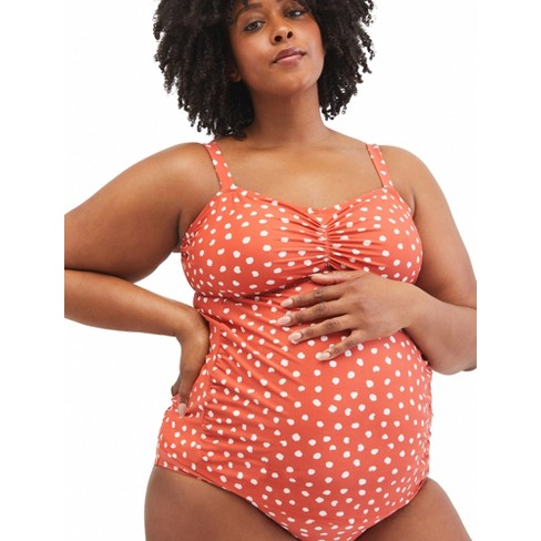 rapport Kent Bevidstløs Beach Bump Plus Size 2-piece Ruched Maternity Tankini Swimsuit Upf 50+- orange Dot-3x | Motherhood Maternity : Target