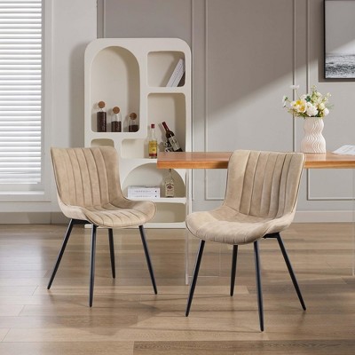 Mid Century Modern Upholstered Dining Chairs, 2 Pack Leather Upholstered Dining Chairs