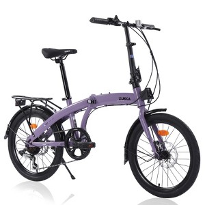 DSVIMOY 20 Inch Folding Bike, 7 Speed City Bike, Purple, 59.06 "*24.02"*38.98" - 1 of 4