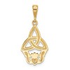 Black Bow Jewelry 14k Yellow Gold and Rhodium Diamond Cut Claddagh Pendant, 12mm - 3 of 4