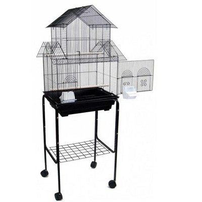 YML 5844 3/8 inches Bar Spacing Pagoda Bird Cage with Stand 18 inches x 14 inches /Small Black
