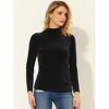 Allegra K Women's Solid Turtleneck Velvet Long Sleeve Work Basic Velour Blouse - 2 of 4