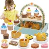 Skirfy Wooden Tea Party Set for Toddlers, Pretend Play Tea Sets for Kids with Storage Cupcake Stand - 2 of 4