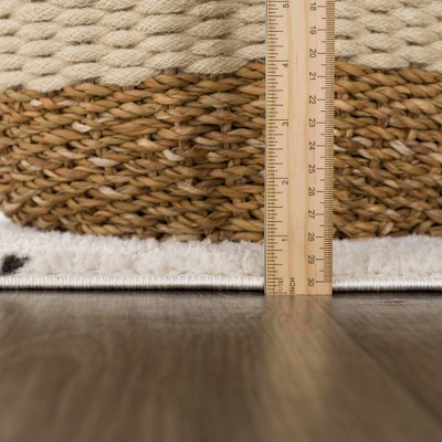 Julie Black and Cream High Pile Shag Runner Rug