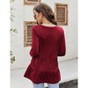 Womens Tops Long Sleeve Gatherting Hemline V Neck Tops Womens T Shirts for Spring - 2 of 4