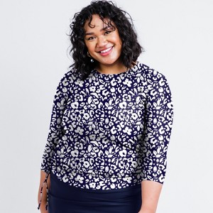 Calypsa Women's Plus Size 3/4 Sleeve Rash Guard UPF 50+ Margaux Swim Top - 1 of 3
