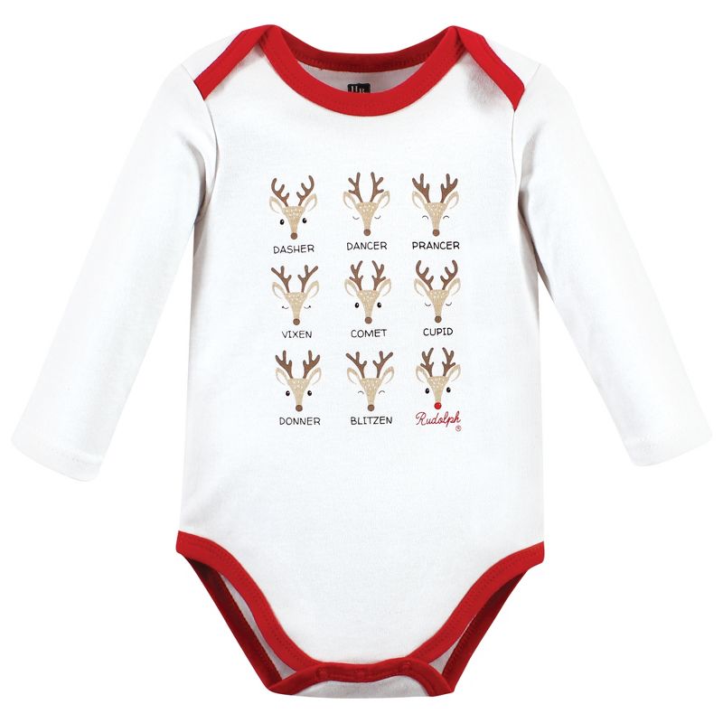 Hudson Baby Unisex Baby Cotton Long-Sleeve Bodysuits, Santa Reindeer, 5 of 6