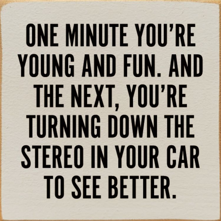 Slickblue Funny Aging Quote Wall Sign – “Turn Down Stereo to See” – Rustic 7x7 Wood Decor, Color Options, 1 of 3