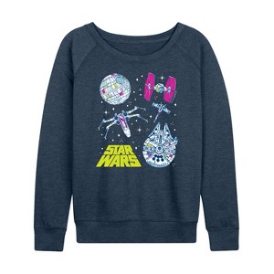 Women's - Star Wars - Ship Grid Lightweight French Terry Wide Neck Long Sleeve Shirt - 1 of 4