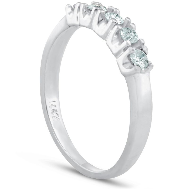 Pompeii3 1/4ct 5 Stone Diamond Wedding Ring 14K White Gold, 3 of 5