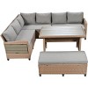 Modern Outdoor Sofa Set, L-Shaped Sofa With Extendable Side Tables, PE Wicker Sofa with Washable Covers and Cushions-Coolbibila - 2 of 4