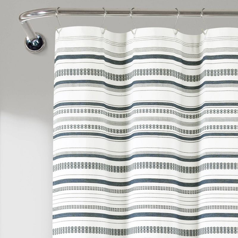 72&#34;x72&#34; Urban Woven Yarn Dyed Eco-Friendly Recycled Cotton Shower Curtain Navy - Lush D&#233;cor, 3 of 6