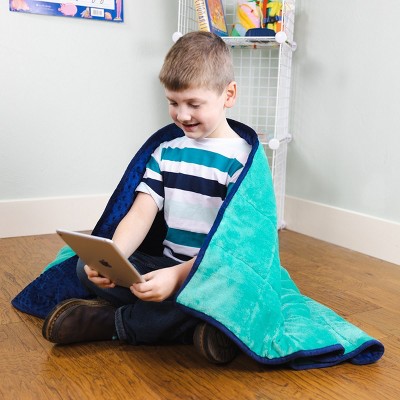 Blue and Green Reversible Fleece Weighted Kids Blanket