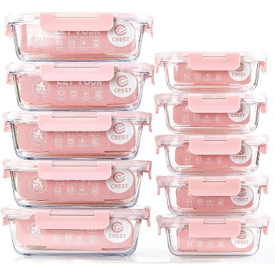 10-Pack Glass Meal Prep Containers with Airtight Lids, Oven & Microwave Safe