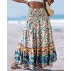 Womens Boho Skirt High Waisted Stretch Waist Off Shoulder Midi Skirt Summer Casual for Vacation or Daily Wear - 3 of 4