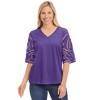 Collections Etc Eyelet Sleeve V-neck Top - 3 of 4