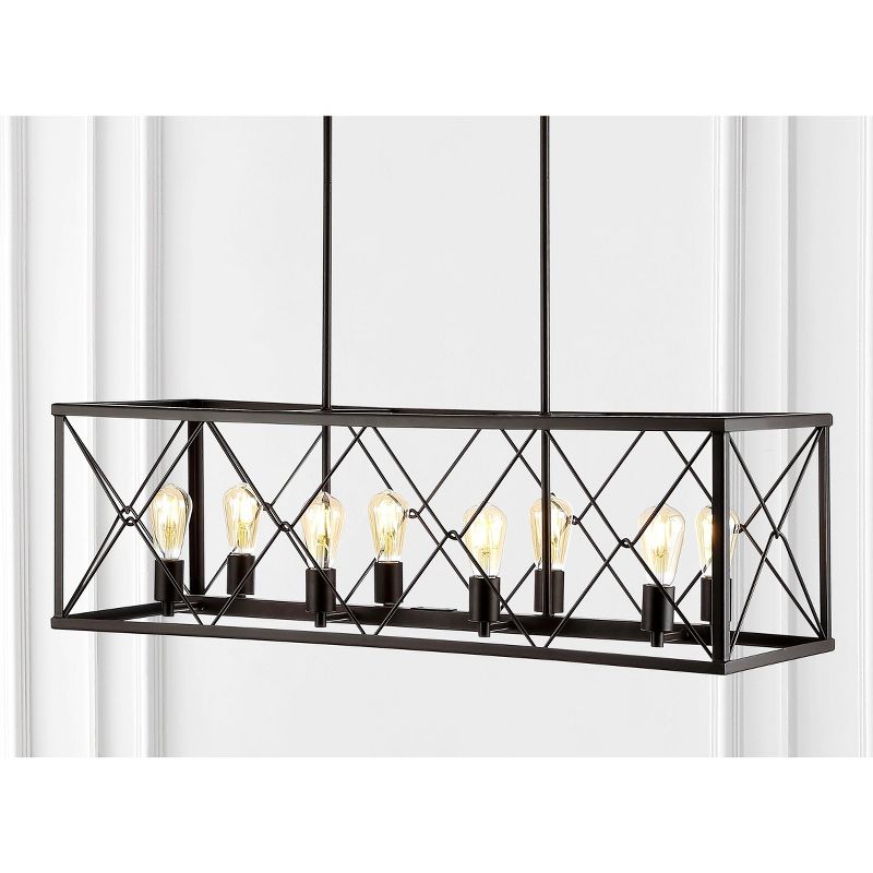 JONATHAN Y Galax 8-Light Adjustable Iron Farmhouse Industrial LED Dimmable Pendant, 2 of 9