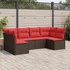 vidaXL 6 Piece Patio Sofa Set with Cushions Brown Poly Rattan - 2 of 4