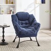 Dolonm Lazy Chair with Ottoman, Modern Lounge Accent Chair with Armrests, Side Pocket & Footrest, Soft Upholstered Reading Chair for Small Spaces - 3 of 4