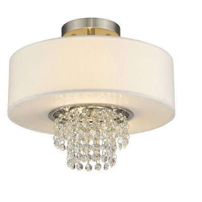 Carlisle Brushed Nickel 2-Light Drum Semi-Flush Mount with Crystal Accents