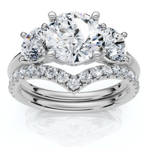Pompeii3 Certified 2 1/2Ct Athena Engagement & Wedding Ring Set 14k Gold or Pt Lab Created - 1 of 4