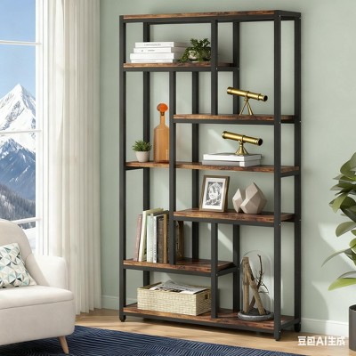 Gulches 79" Tall Bookshelf, 7-Tier Bookcase with 10 Open Display Shelves for Storage
