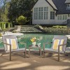 Outdoor Patio Chat Set, 3 Pcs Chat Set with 2 Arm Sofas and Square Table, Chat Set with Acacia Wood Frame and PE Cushion-Coolbibila - 3 of 4