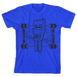 Minecraft Skeleton Distortion Clash Trend Graphic Youth Boys Royal Blue T-Shirt - 1 of 2