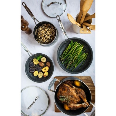 Granite-Coated Black Aluminum 10-Piece Nonstick Cookware Set