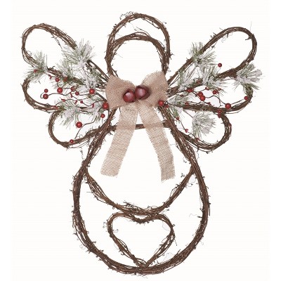 Transpac Wood 24 in. Brown Christmas Holiday Wall Angel