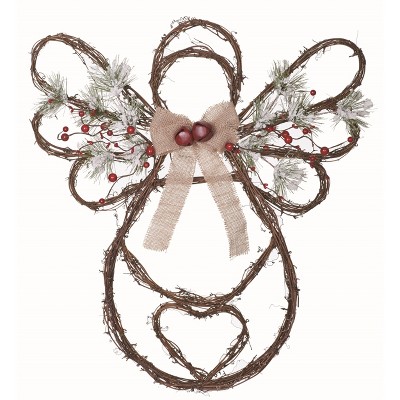 Transpac Wood 24 in. Brown Christmas Holiday Wall Angel