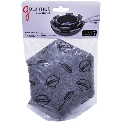 Gray Polyester Pan and Pot Protectors, 15-inch, Set of 3