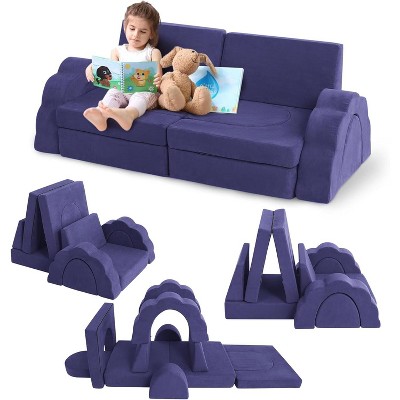 11pcs Modular Kids Play Couch, Children Sectional Sofa Floor Toddler Couch for Kids Creative Play, Convertible Foam Floor Sofa for Playroom Bedroom