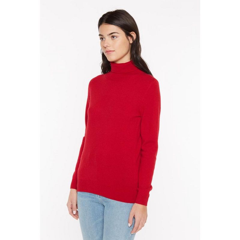 JENNIE LIU Women's 100% Pure Cashmere Long Sleeve Turtleneck Pullover Sweater, 3 of 4