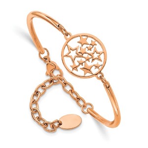 Chisel Stainless Steel Polished Rose IP-plated Stars Bangle Bracelet - 1 of 3