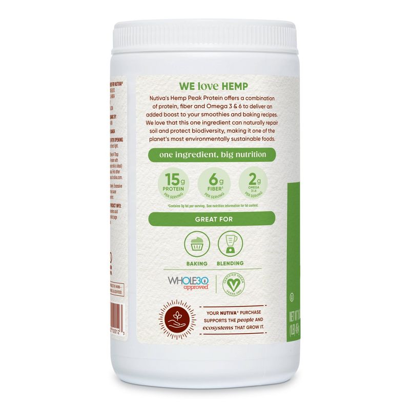 Nutiva Organic Vegan Hemp Plant Based Protein Powder - 16oz, 2 of 4
