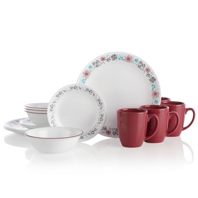 Corelle 16pc Glass Nordic Bloom Dinnerware Set