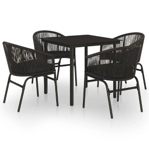 vidaXL Patio Dining Set Outdoor Dining Set Table and Chair Set for Garden - Black 31.5" Table Length 4 Items - 1 of 4