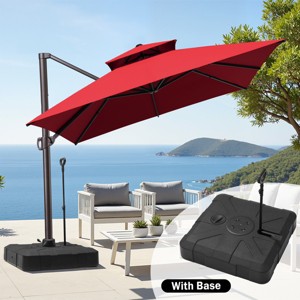 Crestlive Products 13FT Patio Cantilever Umbrella with Base Set Double Top High-strength Aluminum 360°Rotation 5 Heights Adjustable - 1 of 4