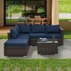 FIONECA 4-Piece Outdoor PE Wicker Patio Furniture Set with Tempered Glass Coffee Table - 2 of 4