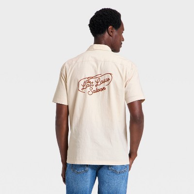 Мужские рубашки Goodfellow & Co Men's Vintage Short Sleeve Button-Down Shirt - Goodfellow & Co™ Cream L — фото 2