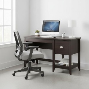 Homy Casa Engineered Wood Writing Desk with Drawer & Open Shelf for Home Office, Brown - 1 of 4